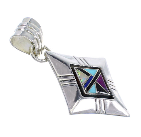 Sterling Silver And Multicolor Inlay Southwest Pendant YX67840